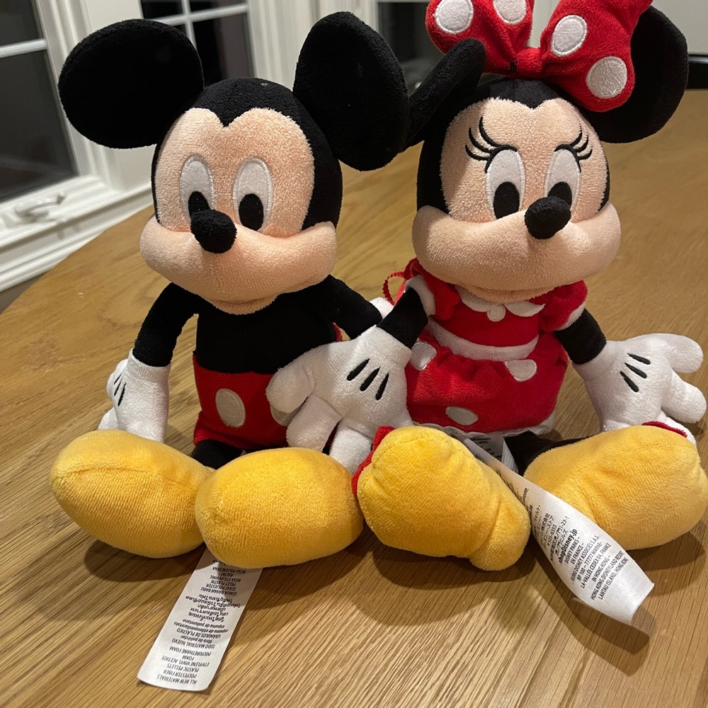 Disney Mickey and Minnie Plush Duo - Black, Red, Yellow